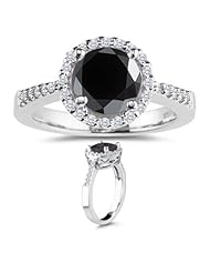0.54-0.59 Cts Black & White Diamond Ring in 14K White Gold