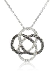 Sterling Silver Black and White Diamond Pendant Necklace (1/3 Cttw, I-J Color, I2-I3 Clarity), 18"
