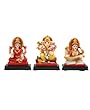 Colorful Set of Mini Lakshmi, Ganesh & Saraswati Statues