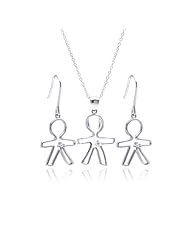 Nickel Free Sterling Silver Pendant & Earring Sets Open CZ Boy Set