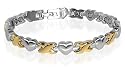 Two Tone Stainless Steel MAGNETIC Heart Bracelet 7.5 "