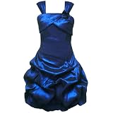 Rare Editions TWEEN GIRLS 7-16 BLUE STRETCH TAFFETA PUCKERED/PICK-UP BUBBLE Special Occasion Flower Girl Holiday Pageant Party Dress