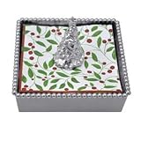 Mariposa Beaded Napkin Box with Christmas Tree Weight - Cocktail Napkins