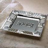 MATZAH PLATE - SQUARE SILVER PLATED MATZO PASSOVER PLATE - Passover