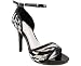 ZEBRA PLEATED PEEP TOE HEEL 6.5 BLKWHT