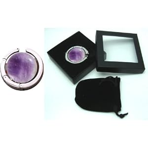 25 Gemstone Amethyst FOLDING Purse Hooks with Black Velvet Pouches and Gift Boxes