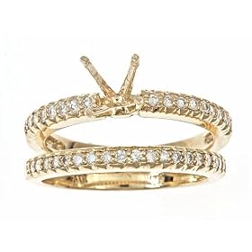 14k Yellow Gold Pave Set Diamond Wedding Anniversary Set Rings 4 (0.42 Cttw, Si Clarity, F Color)