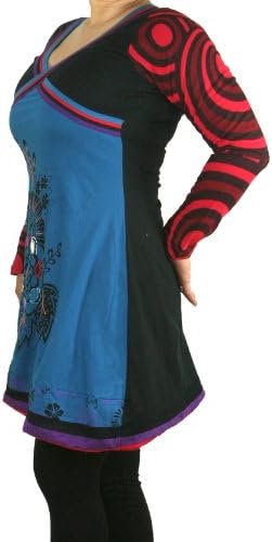 BNatyam Women's After Yoga Dahlia Long Sleeve Dress Teal-Red