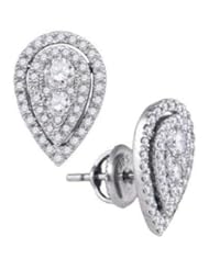 0.73 cttw 14k White Gold Diamond Pear Shape Earrings (Real Diamonds: 3/4 cttw)