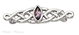 Sterling Silver Amethyst Celtic Weave Brooch Pin