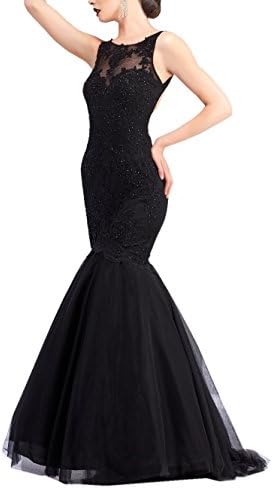 XiaoBLM New 2016 Bateau Applique Net Mermaid Formal Dresses Prom Gown US4