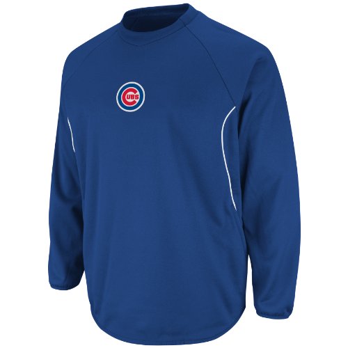 MLB Men's Chicago Cubs Long Sleeve Crew Neck Thermabase Tech Fleece Pullover by Majestic (Pro Royal/Pro White, XX-Large)
