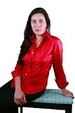 Beautiful Red Button-Down Silk Shirt in Size Extra Small