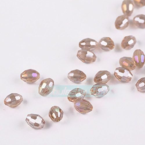 New 6x8mm Faceted Glass Crystal Finding Spacer Loose Oval Rugby Beads AB Silver Champagne