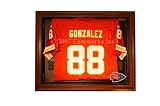 Kansas City Chiefs Football Jersey Display Case with Removable Face and Mahogany Finish Frame
