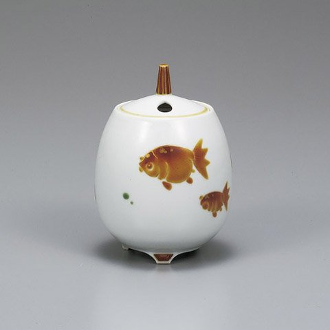 九谷焼 4号香炉 金魚 　宮本雅夫作 