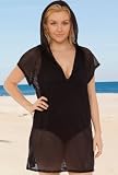Beach Belle® Black Mini Mesh Hooded Tunic - Plus Size Swimsuit Plus Size Swimsuits