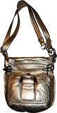 Women's B Makowsky Leather Purse Handbag West Bourne X-Body Gold