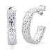 Sterling Silver 5.5/24mm Round Diamond Cut Beaded Hoop Earrings
