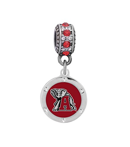 University of Alabama Crystal Charm Fits Most Bracelet Lines Including Pandora, Chamilia, Troll, Biagi, Zable, Kera, Personality, Reflections, Silverado and More ...