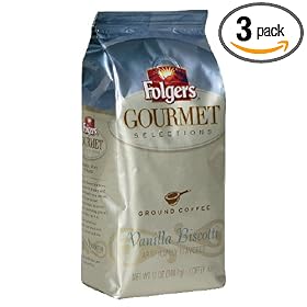 Folgers Gourmet Selections Ground Coffee, Vanilla Biscotti, 12-Ounce Bags (Pack of 3)