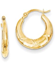 MadiK® 14k Yellow Gold X Design Hollow Hinged Post Hoop Earrings