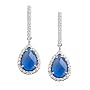 Sterling Silver Synthetic Sapphire & Cubic Zirconia Drop Earrings by Cheline