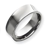 Tungsten Wedding Bands Concave 10mm Polished Finish Comfort Fit (Size 7 to 13)