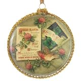 Good Luck Bird Disk Glass Christmas Ornament