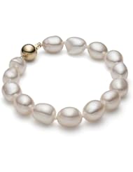 HinsonGayle AAA Gem Collection Ultra-Iridescent 10-11mm White Free-Form Baroque Pearl Bracelet (14k Yellow Gold, 7.5")