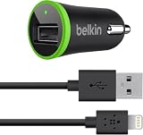 Belkin Car Charger with 8-Pin Lightning Cable Connector to USB Cable for Apple iPhone 5, iPad (4th Gen), iPad mini, iPod Touch (5th Gen), and iPod nano (7th Gen) (2.1) AMP/10 Watt)