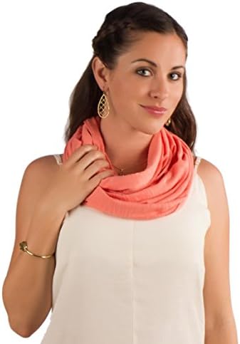 100% Cotton Infinity Scarf Jersey Knit Loop by Elizabeth Koh (Peach Sunrise)