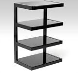 NorStone - Esse Hifi - Meuble Hifi &eacute;l&eacute;gant et original - 4 tablettes - Finition Noir Laqu&eacute; et Verre tremp&eacute; Noir