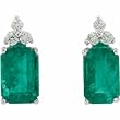 14K White Gold Emerald and Diamond Earrings
