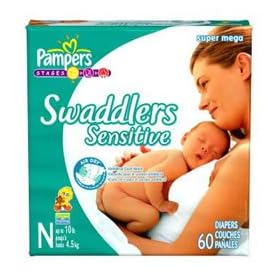 Pampers Swaddlers Sensitive Newborn Diapers - 60 Count