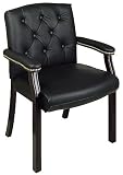 Office Star Leather Office Guest Chair - Black
