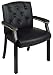 Traditional Leather Visitors Chair with Padded Arms and Mahogany Finish Wood Legs (Top Grain Leathe