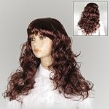 Women Cosplay Brown Curly Hair Wig Hairpiece W Bangs