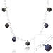 Sterling Silver .925 Iridescent Round Black Genuine Freshwater Cultured Coin Pearl Rolo Link Chain Dangle Graduated Necklace
