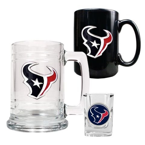 Houston Texans NFL 15oz Tankard, 15oz Ceramic Mug & 2oz Shot Glass Set - Helmet Logo