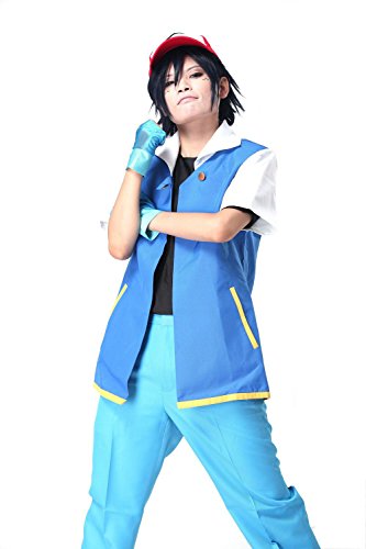 Pokemon Ash Ketchum Cosplay Costume Set(Jacket+Gloves+Hat)