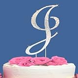 IMAGE OF Fully Covered in Crystal Monogram Wedding Cake Topper Letter - Letter J