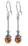 Pleasing Amber Sterling Silver Ear Wire Dangle Earrings