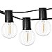 Newpow Outdoor String Lights 48ft with 25 Dimmable IPX6 Waterproof G40 LED Globe Bulbs - Clear Glass, 1W 60LM 2500K Warm Glow for Indoor/Outdoor Commercial Decoration and Lighting - Black
