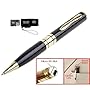 Mini DVR Video Pen - Gold-accented Executive Pen w/Micro SD Slot Expandable to 8gb, Captures High Res Photos and Video w/Sound. Includes 4gb Card