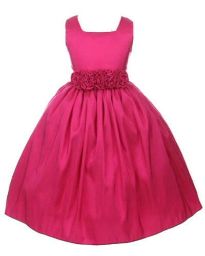 Girls Sweet Kids Slvless Dress Rolled Flw Waistband 4 Fuchsia (SK 3047) 