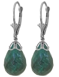 14k White Gold Leverback Earrings with Natural Emeralds