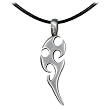 Black Leather Adjustable Pewter Tribal Necklace