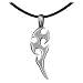 Black Leather Adjustable Pewter Tribal Necklace