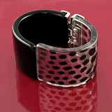 Black and Clear Animal Print Cuff Bracelet